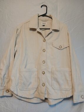 American Eagle Cream Ribbed Corduroy Shirt Shacklet Large